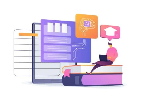 AI-Optimized Educational Resources abstract concept vector illustration. Stock Illustration