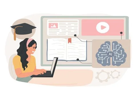 AI-Optimized Educational Resources abstract concept vector illustration. Stock Illustration