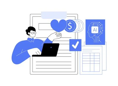 AI-Optimized Grant Application Review abstract concept vector illustration. Illustrazione stock