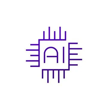 AI optimized hardware icon, line logo design Stock Illustration