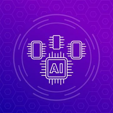 AI optimized hardware line vector icon Illustrazione stock