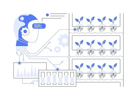 AI-Optimized Hydroponic Farming abstract concept vector illustration. Stock Illustration