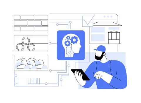 AI-Optimized Material Selection abstract concept vector illustration. Illustrazione stock
