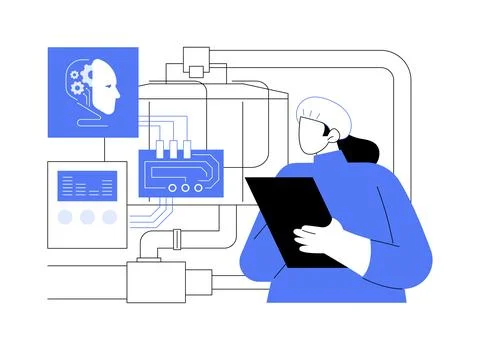 AI-Optimized Predictive Maintenance abstract concept vector illustration. Illustrazione stock