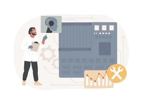 AI-Optimized Predictive Maintenance abstract concept vector illustration. 库存插图