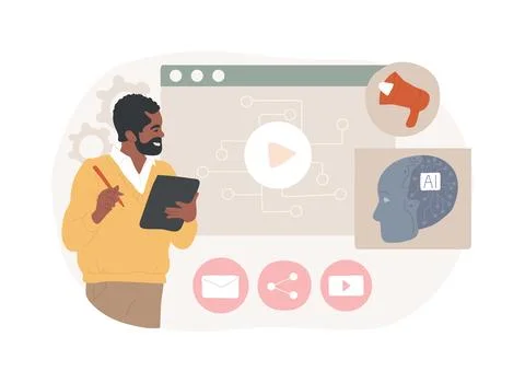 AI-Optimized Programmatic Advertising abstract concept vector illustration. Illustrazione stock