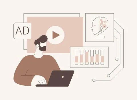 AI-Optimized Programmatic Advertising abstract concept vector illustration. Stock Illustration