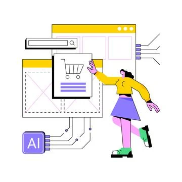 AI-Optimized Search and Navigation abstract concept vector illustration. 스톡 일러스트
