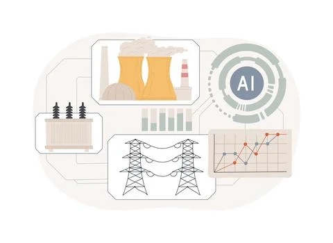 AI-Optimized Smart Grids abstract concept vector illustration. Illustrazione stock