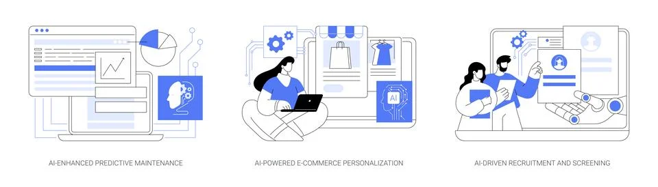 AI-optimized soft and apps abstract concept vector illustrations. Stock Illustration