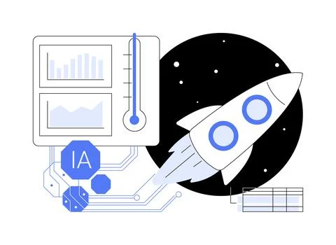 AI-Optimized Spacecraft Thermal Control abstract concept vector illustration. Stockillustratie