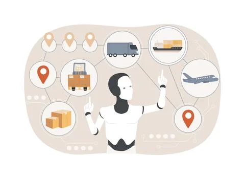 AI-Optimized Supply Chain Management abstract concept vector illustration. イラスト素材