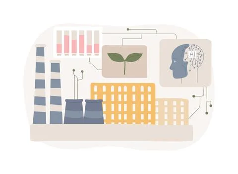 AI-Optimized Sustainability abstract concept vector illustration. 库存插图