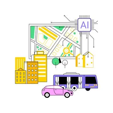 AI-Optimized Urban Planning abstract concept vector illustration. Stock Illustration