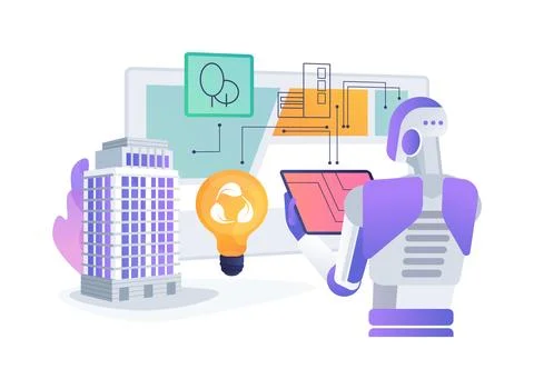 AI-Optimized Urban Planning abstract concept vector illustration. Stock Illustration
