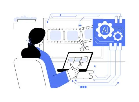AI-Optimized Video Editing abstract concept vector illustration. イラスト素材