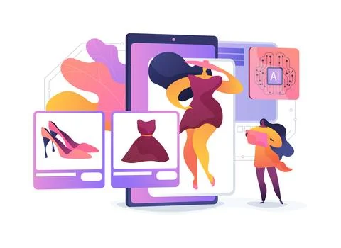 AI-Optimized Visual Search Shopping abstract concept vector illustration. Stock Illustration