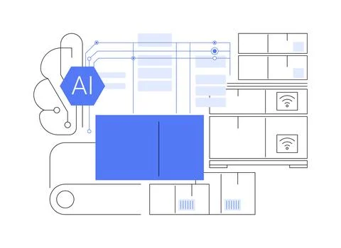 AI-Optimized Warehouse Operations abstract concept vector illustration. Illustrazione stock