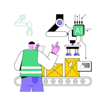 AI-Optimized Warehouse Operations abstract concept vector illustration. Illustrazione stock