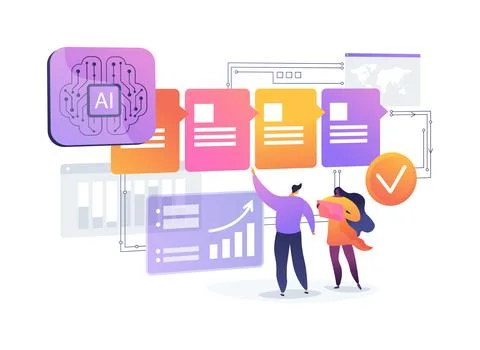 AI-Optimized Workflow Automation abstract concept vector illustration. Stock Illustration