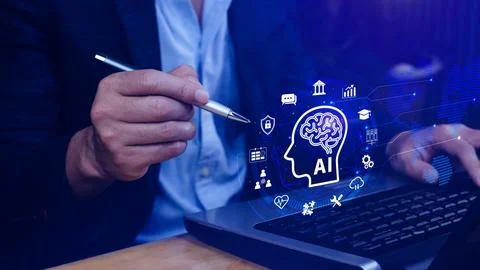 AI or Artificial intelligence business concept, technology business icon an.. Stock Photos