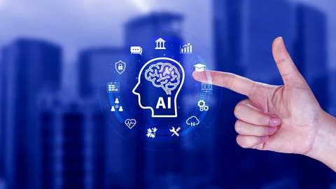 AI or Artificial intelligence business concept, technology business icon an.. Stock Photos