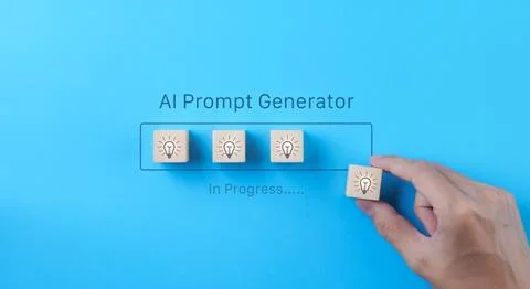 AI or Artificial intelligence concept. Hand putting idea light bulb wooden. Stock Photos