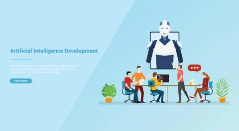 Ai or artificial intelligence development for website template or banner land Stock Illustration