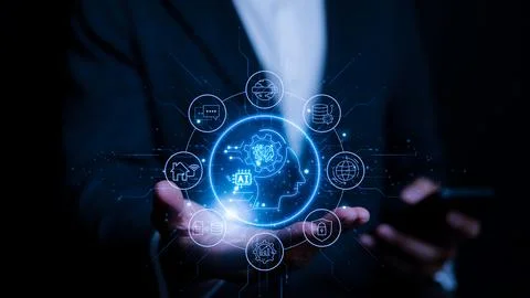 AI or Artificial intelligence. Machine learning automated, Stock Photos