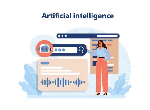 AI or artificial intelligence in marketing. AI-based targeting advertising 스톡 일러스트