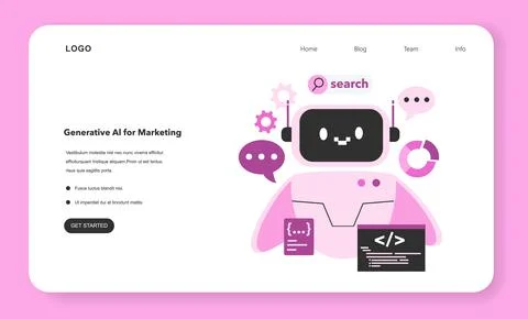 AI or artificial intelligence in marketing web banner or landing page. 스톡 일러스트