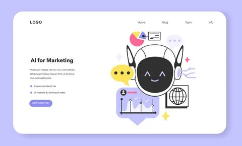 AI or artificial intelligence in marketing web banner or landing page 스톡 일러스트