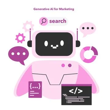 AI or artificial intelligence in marketing. AI-based targeting advertising 스톡 일러스트