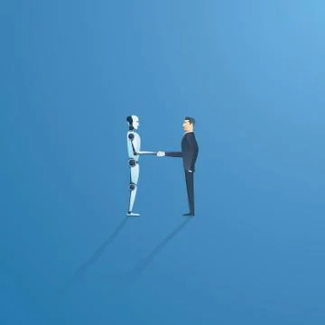 Ai or artificial intelligence vector concept with ai robot handshake with human Stock Illustration