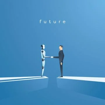 Ai or artificial intelligence vector concept with ai robot handshake with human Stock Illustration