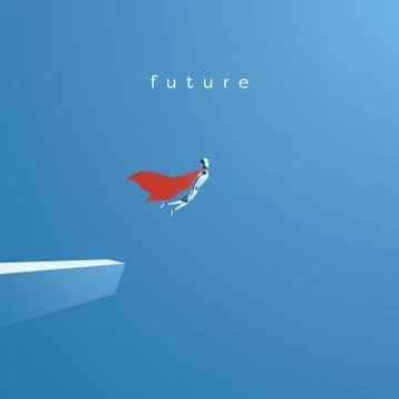 Ai or artificial intelligence vector concept with ai robot flying as superhero Stock Illustration