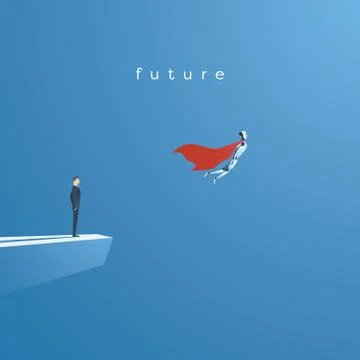 Ai or artificial intelligence vector concept with ai robot flying as superhero Stock Illustration