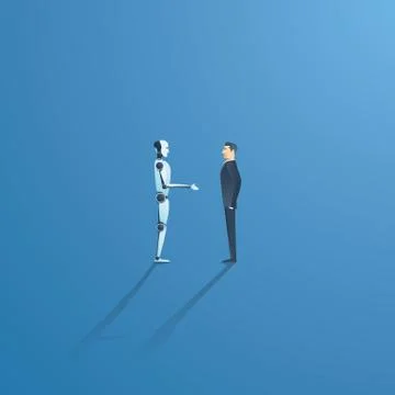 Ai or artificial intelligence vector concept with ai robot handshake with human Stock Illustration