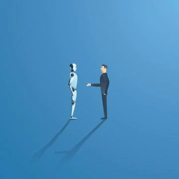 Ai or artificial intelligence vector concept with ai robot handshake with human Stock Illustration
