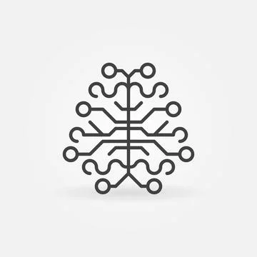 AI or ML Brain vector concept simple line icon or symbol イラスト素材