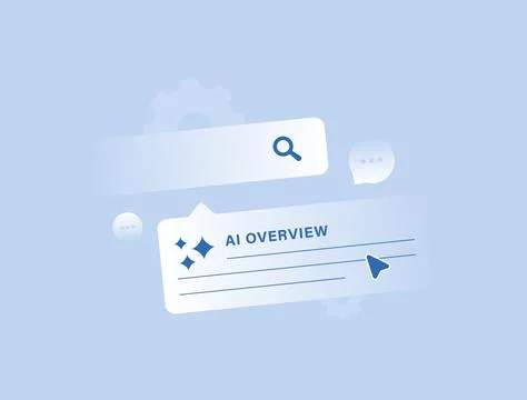 AI overviews concept improving generative search experience with summarized Stock Illustration