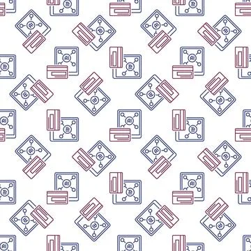 AI Payment with Smartphone vector AI seamless pattern in thin line style 스톡 일러스트