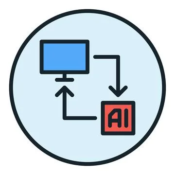 AI PC vector Artificial Intelligence Computer round colored icon or symbol 스톡 일러스트