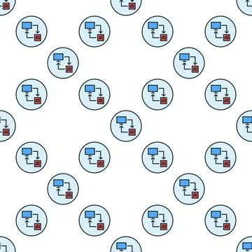 AI PC vector Artificial Intelligence Computer round colored seamless pattern Stock Illustration