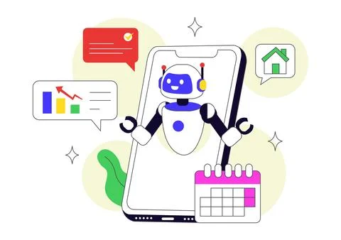 AI Personal Assistant App Vector Illustration Featuring Smart Digital Assis.. イラスト素材