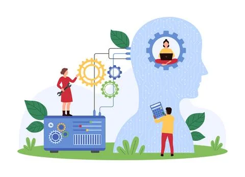 AI personal assistant optimization, improvement of artificial intelligence by Ilustración de archivo