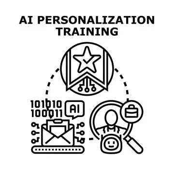 Ai personalization training and data analysis Stock Illustration