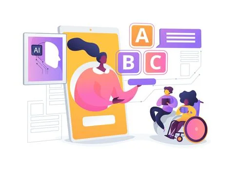 AI Personalized Learning for Disabilities abstract concept vector illustration. Stock Illustration
