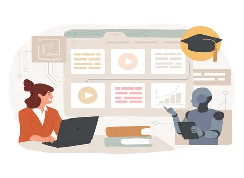 AI-Personalized Learning Plans abstract concept vector illustration. 스톡 일러스트