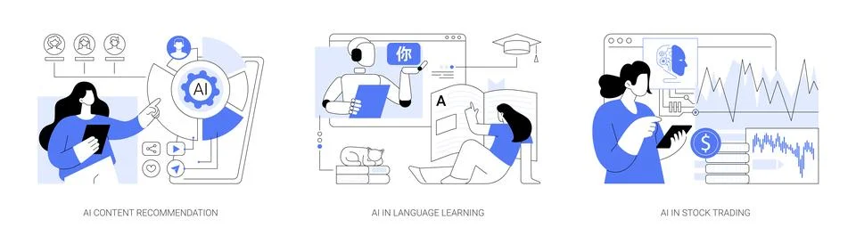 AI Personalizing Experiences abstract concept vector illustrations. Ilustración de archivo